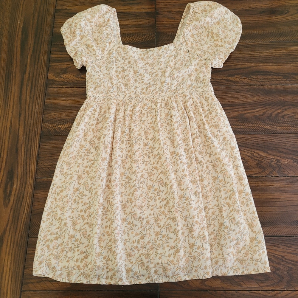 American Eagle Floral Dress Size XS Puff Sleeve Babydoll Cottage Milkmaid Spring